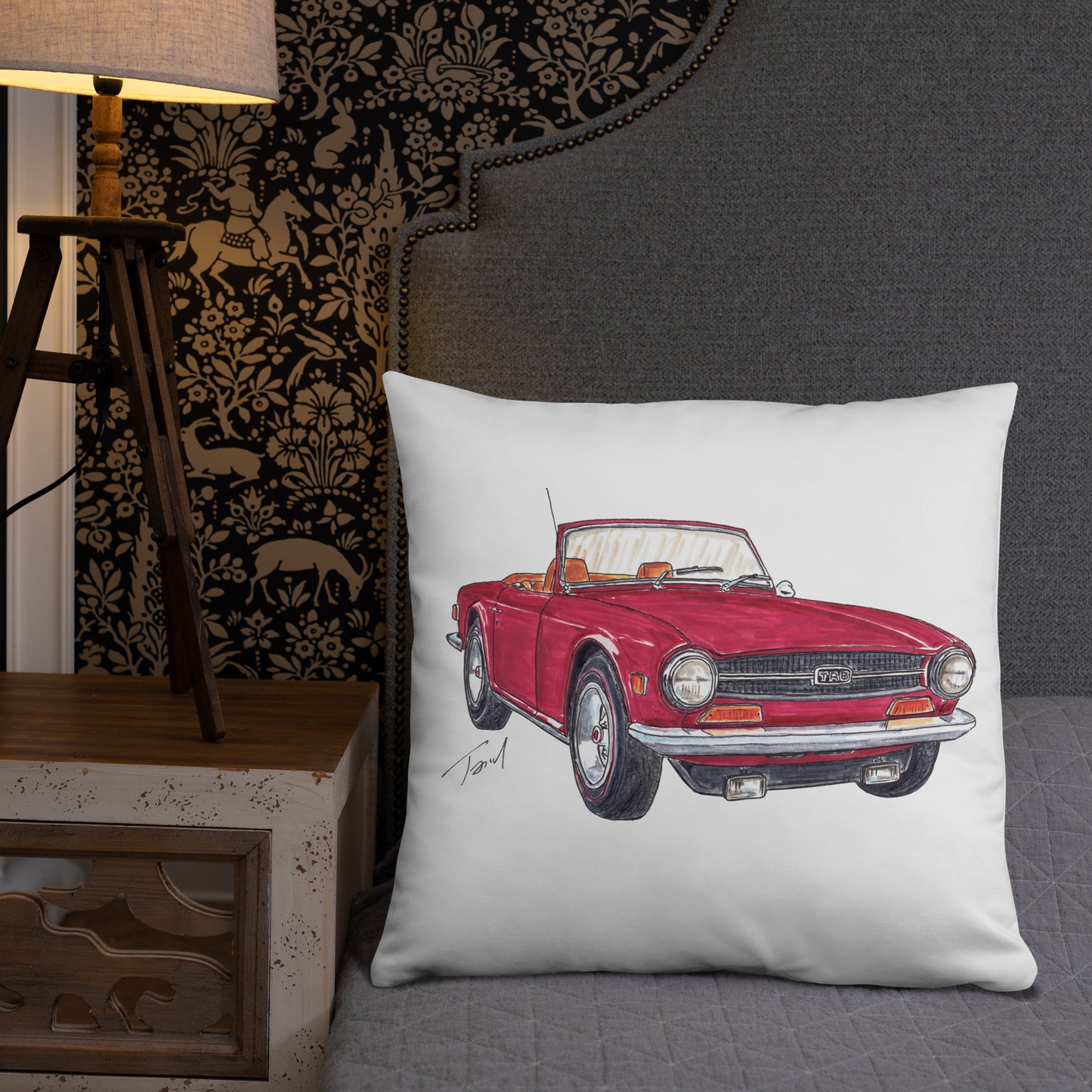 British TR6 Burgundy Basic Pillow