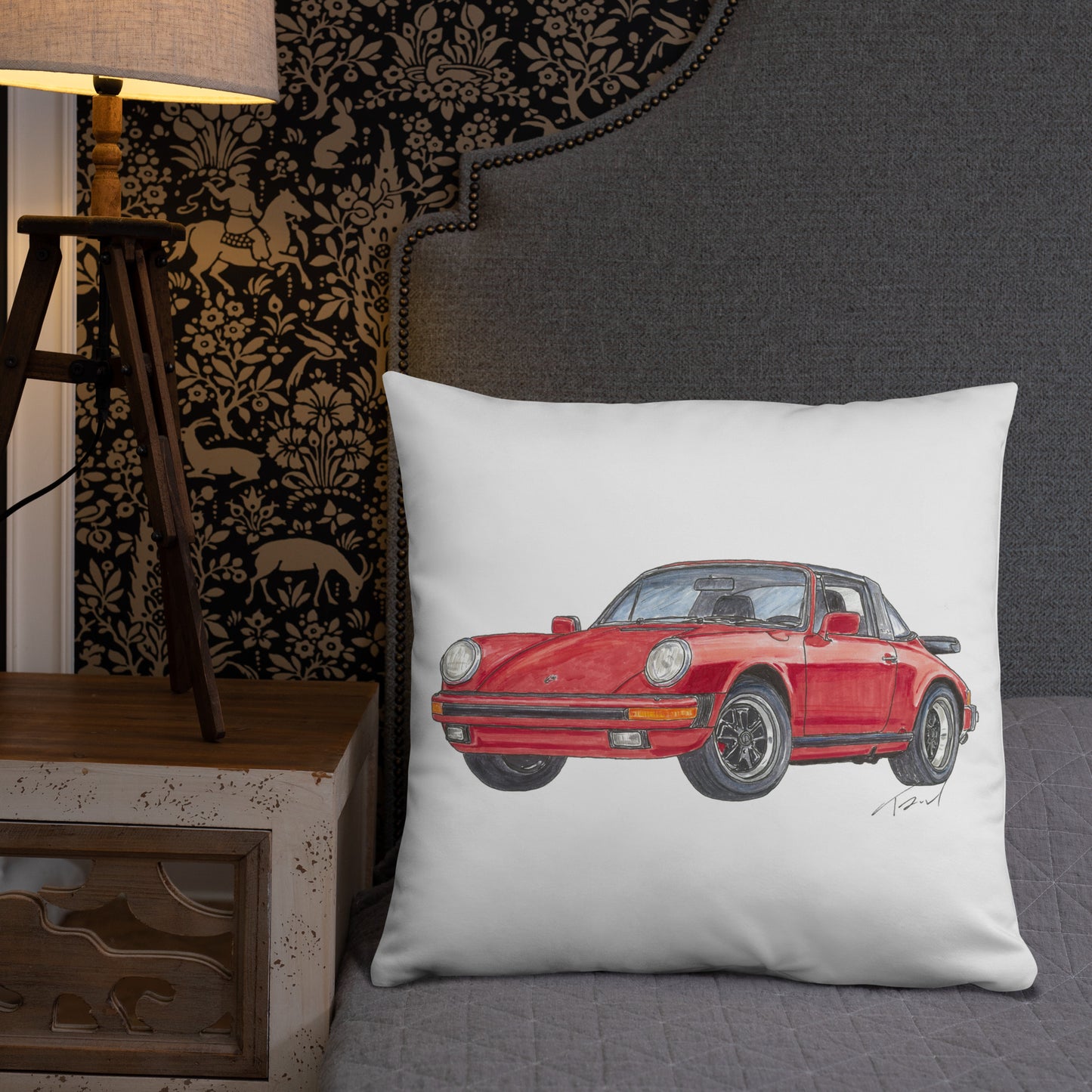 1975 911 Targa Red Basic Pillow