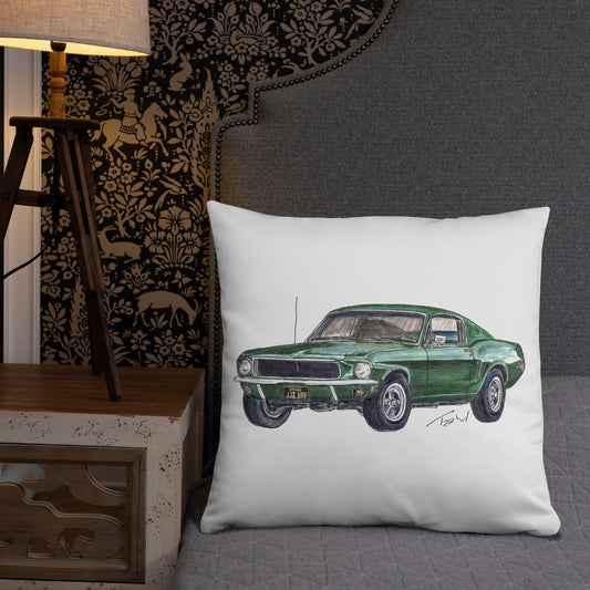 1968 B Mustang GT Green Basic Pillow