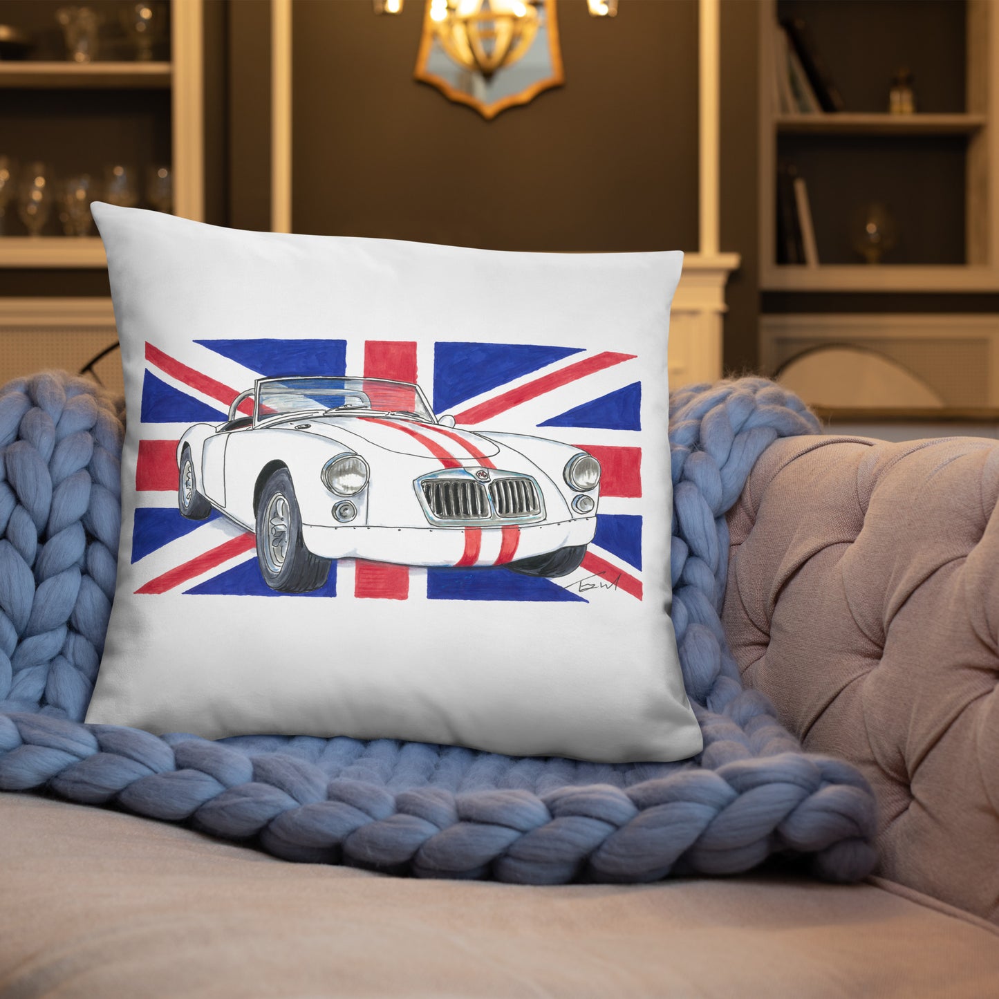 British 1962 MGA Union Jack Basic Pillow