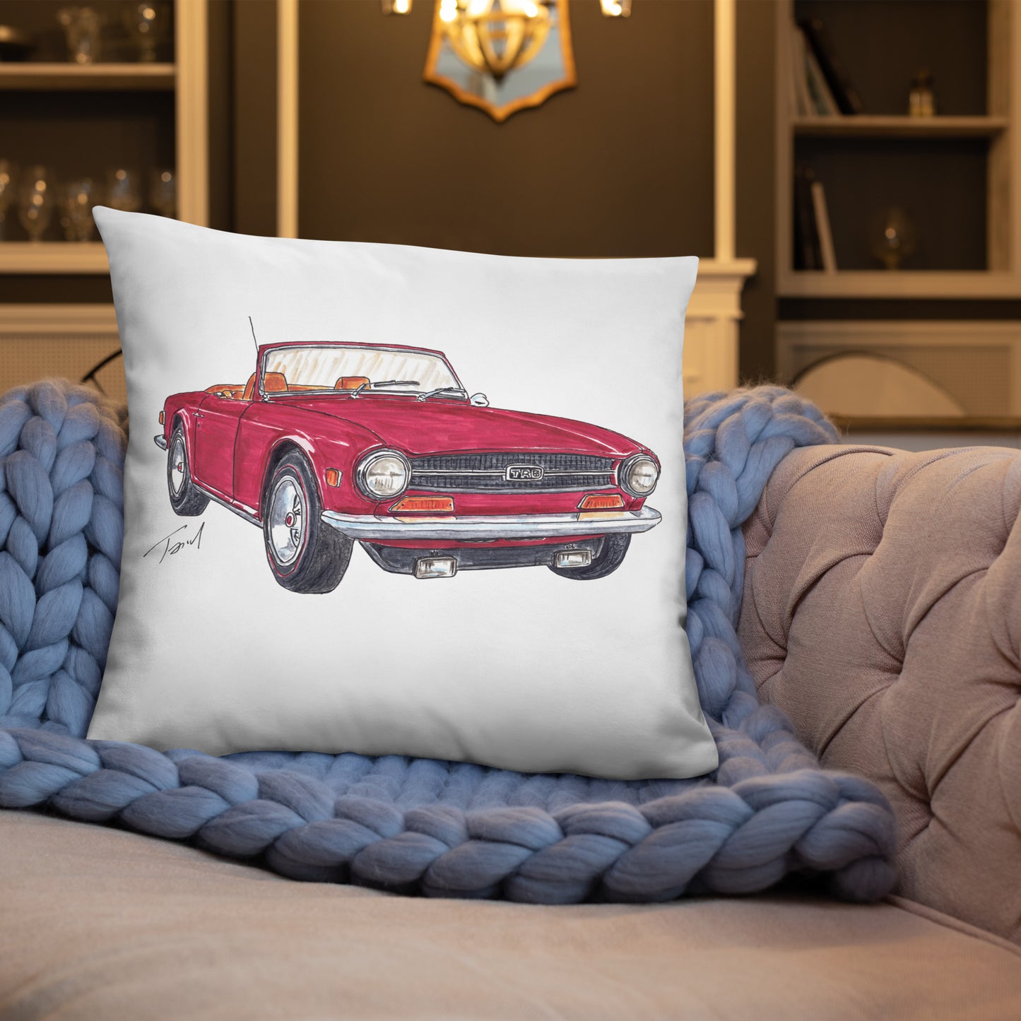 British TR6 Burgundy Basic Pillow