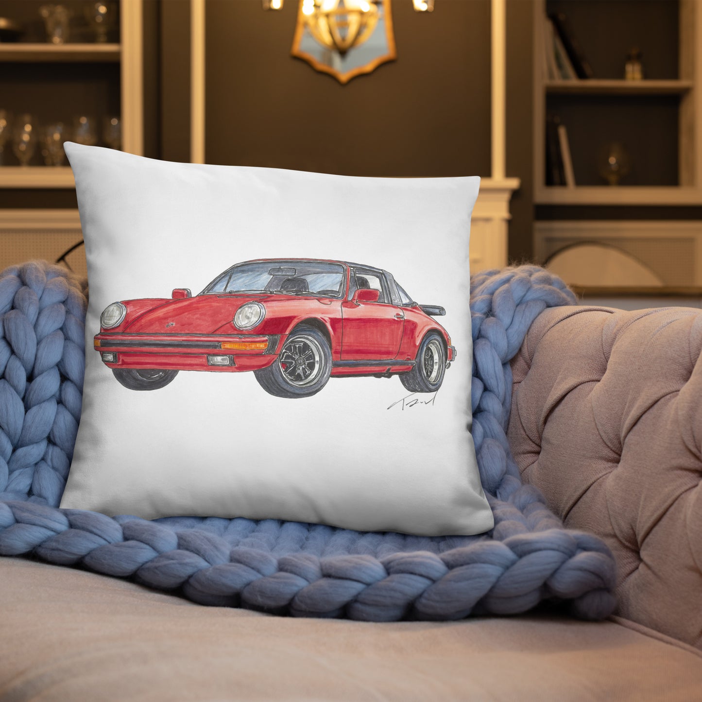 1975 911 Targa Red Basic Pillow