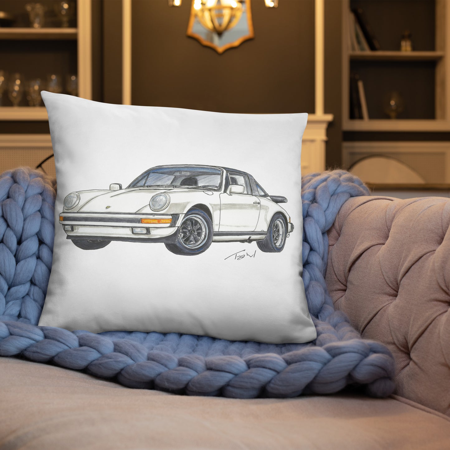 1986 911 Targa White Basic Pillow