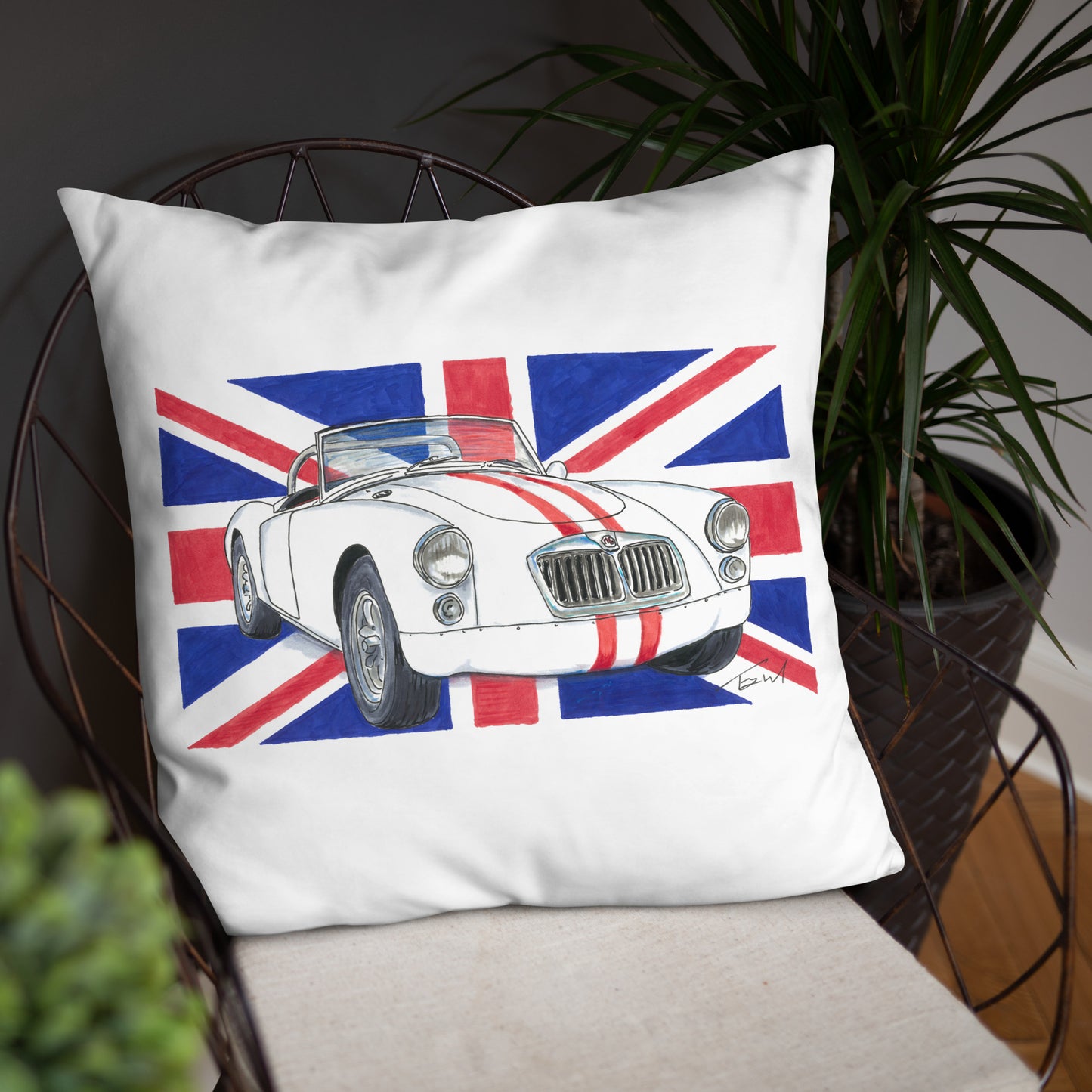 British 1962 MGA Union Jack Basic Pillow