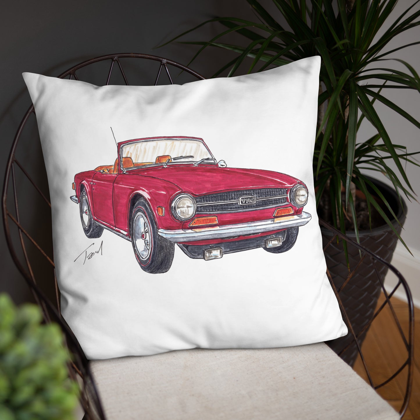 British TR6 Burgundy Basic Pillow