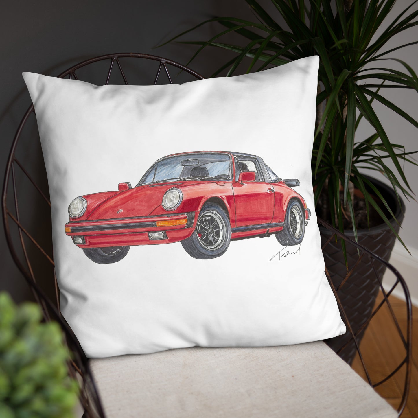 1975 911 Targa Red Basic Pillow