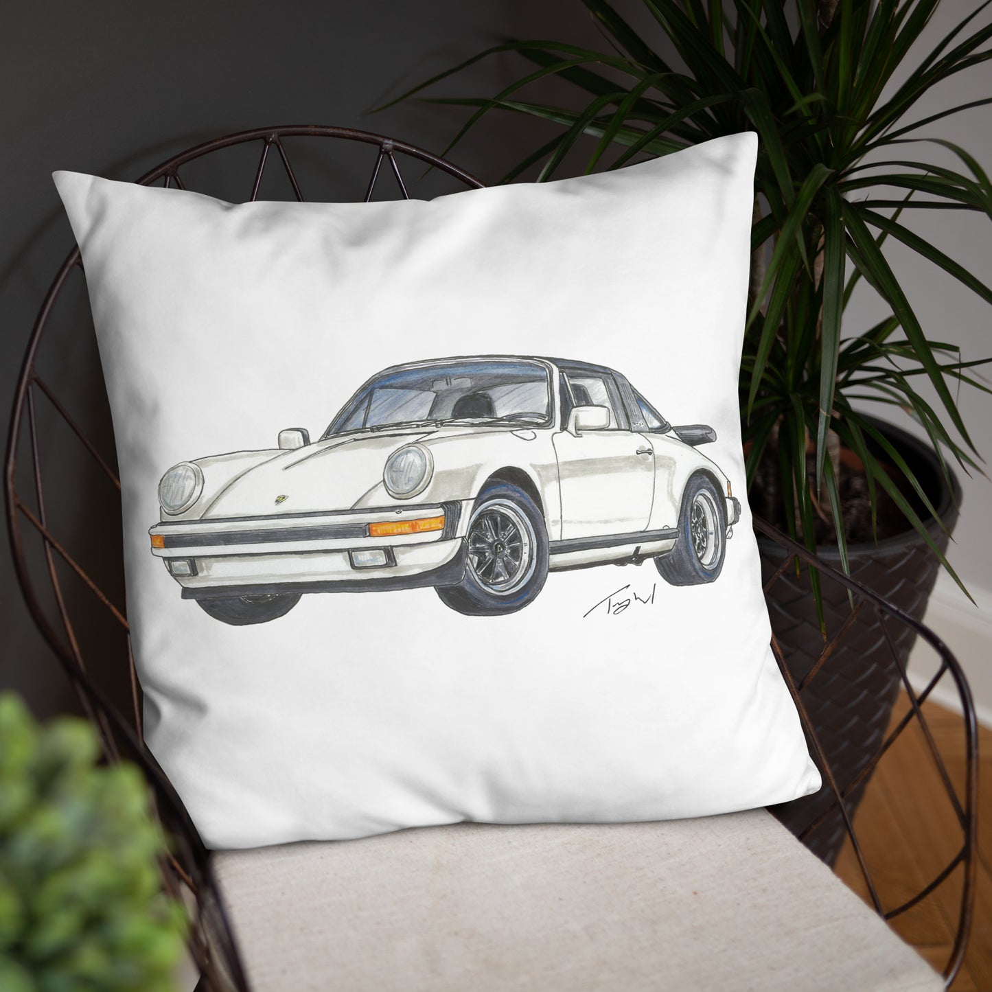 1986 911 Targa White Basic Pillow