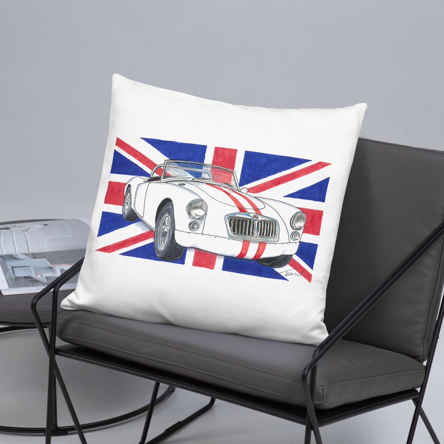 British 1962 MGA Union Jack Basic Pillow