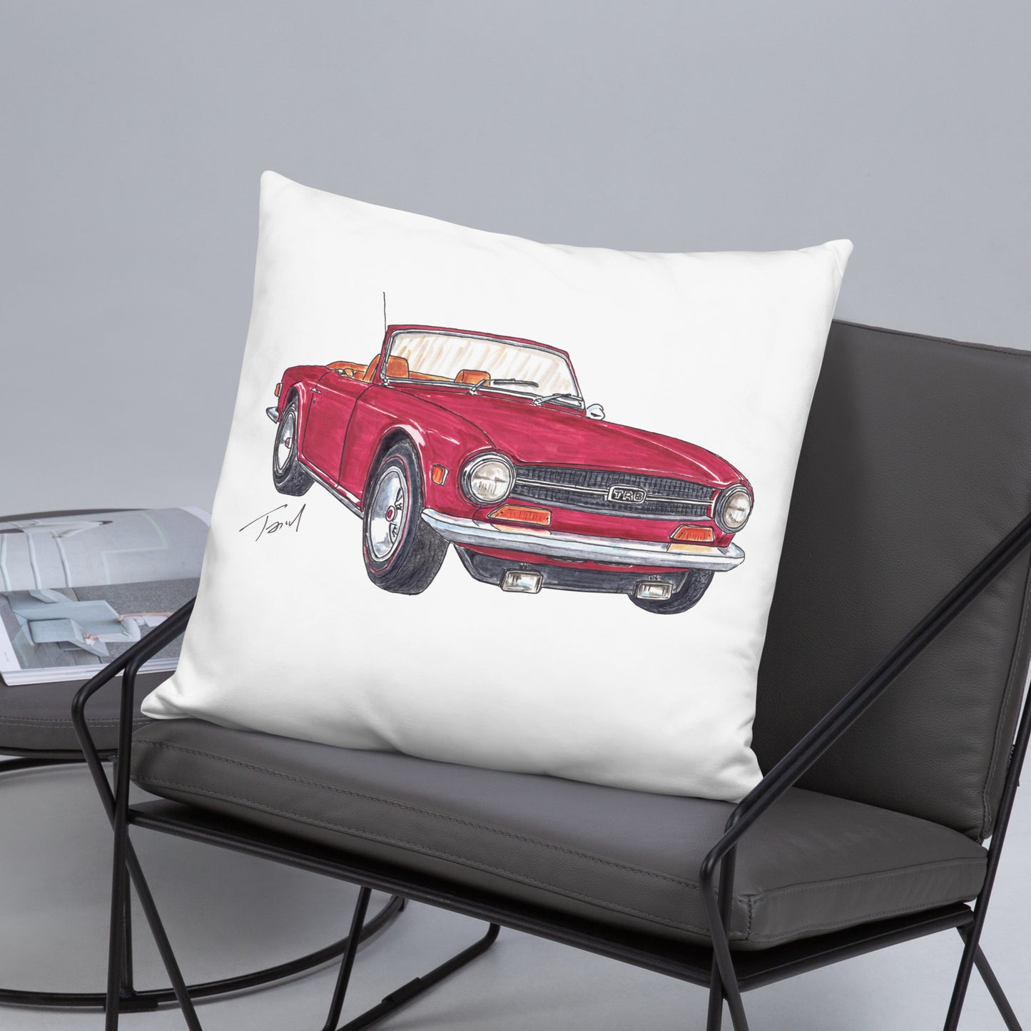 British TR6 Burgundy Basic Pillow