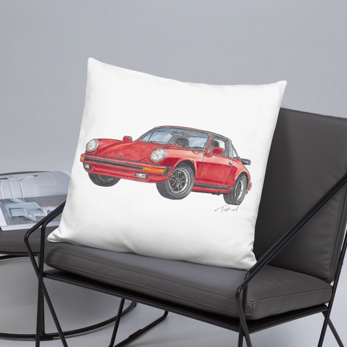 1975 911 Targa Red Basic Pillow