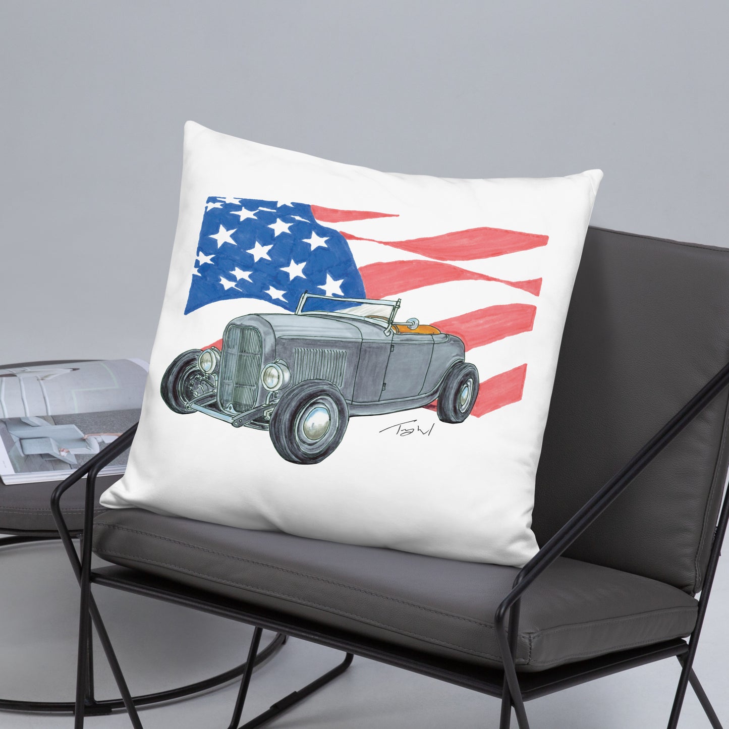 1932 F Roadster USA Flag Basic Pillow