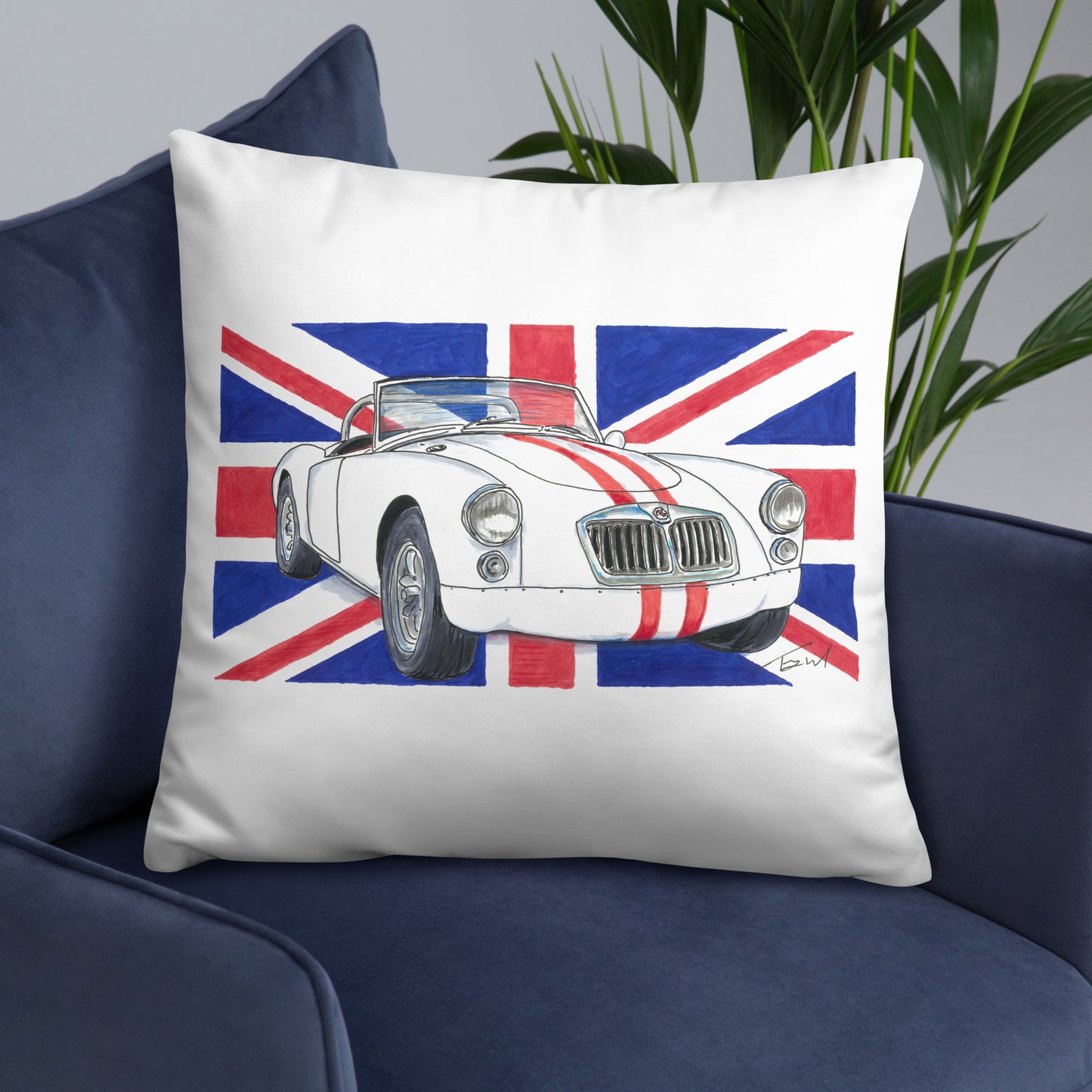 British 1962 MGA Union Jack Basic Pillow