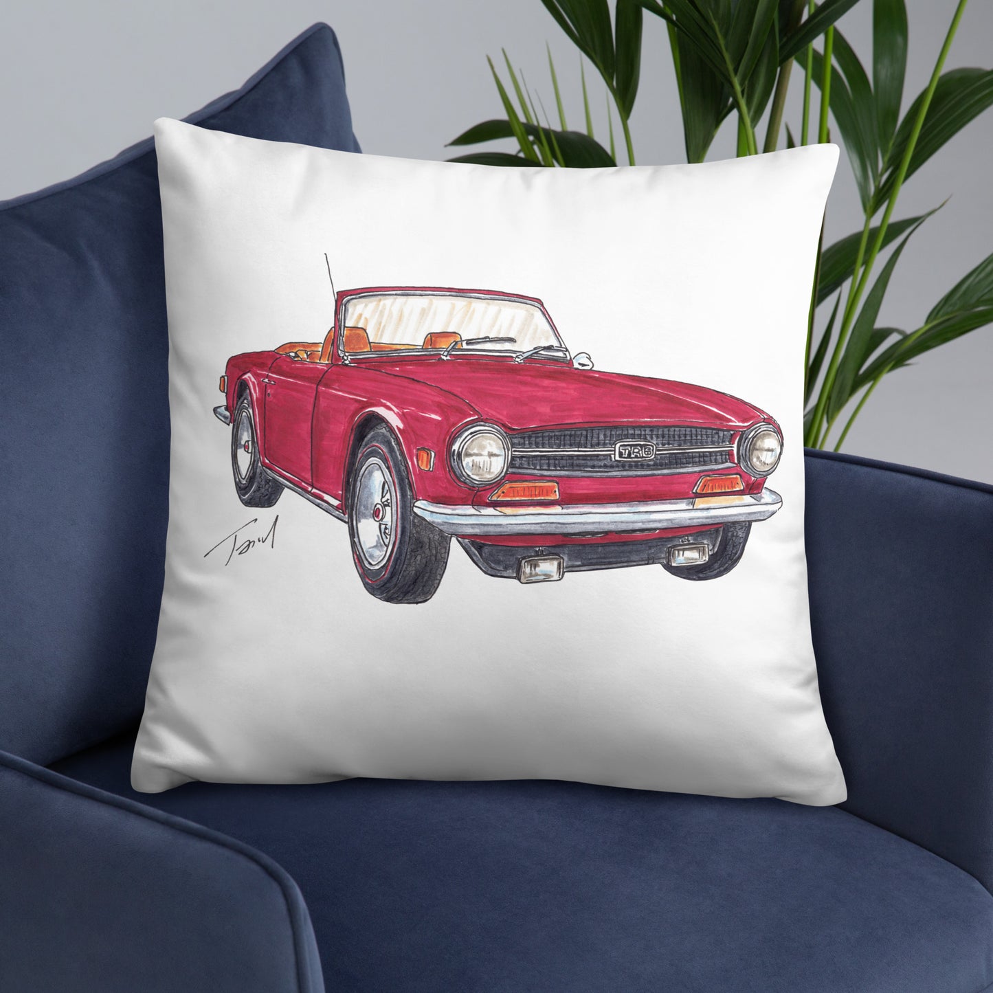 British TR6 Burgundy Basic Pillow