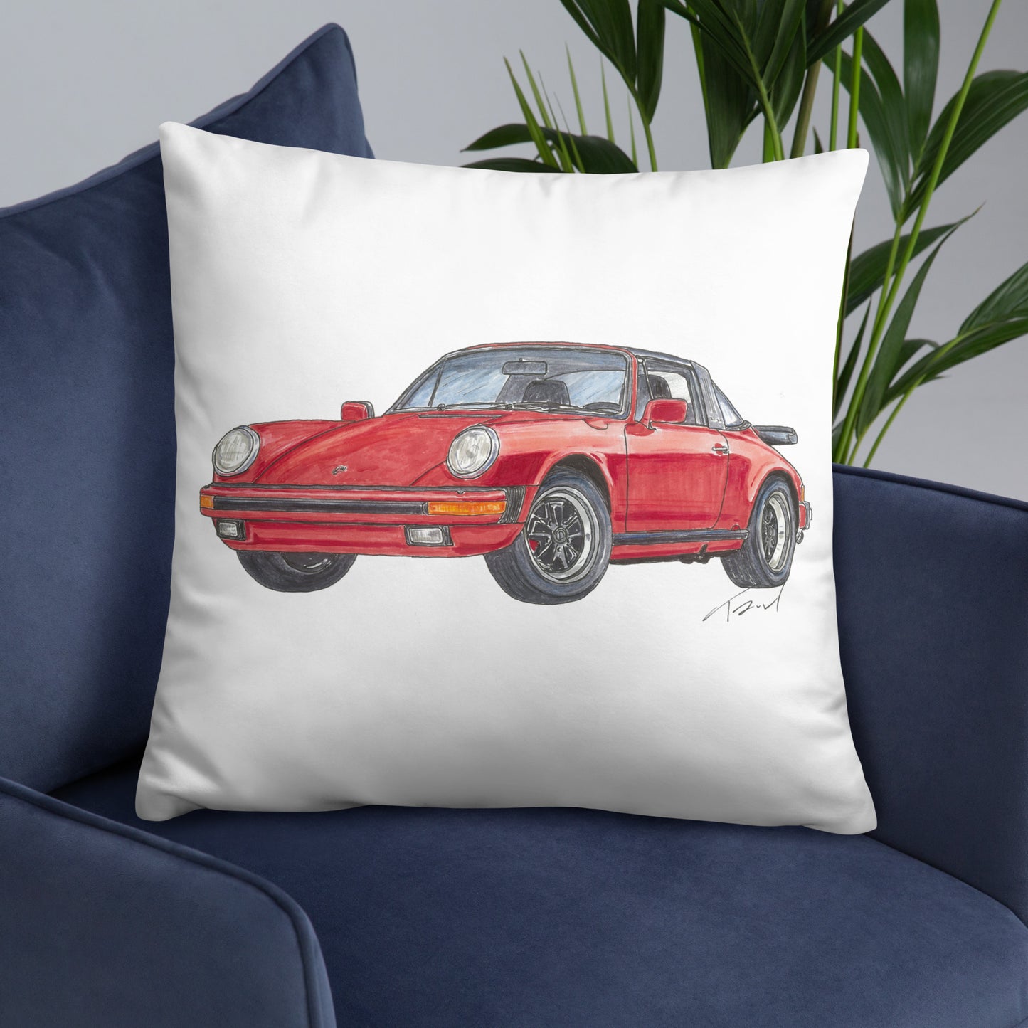 1975 911 Targa Red Basic Pillow