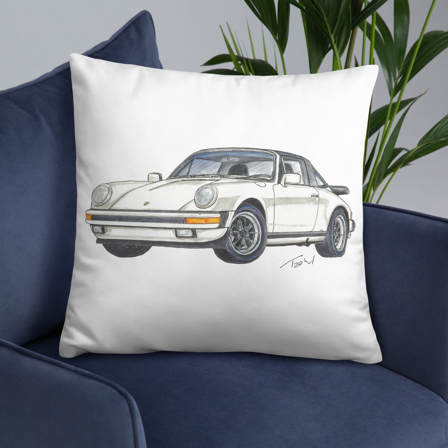 1986 911 Targa White Basic Pillow