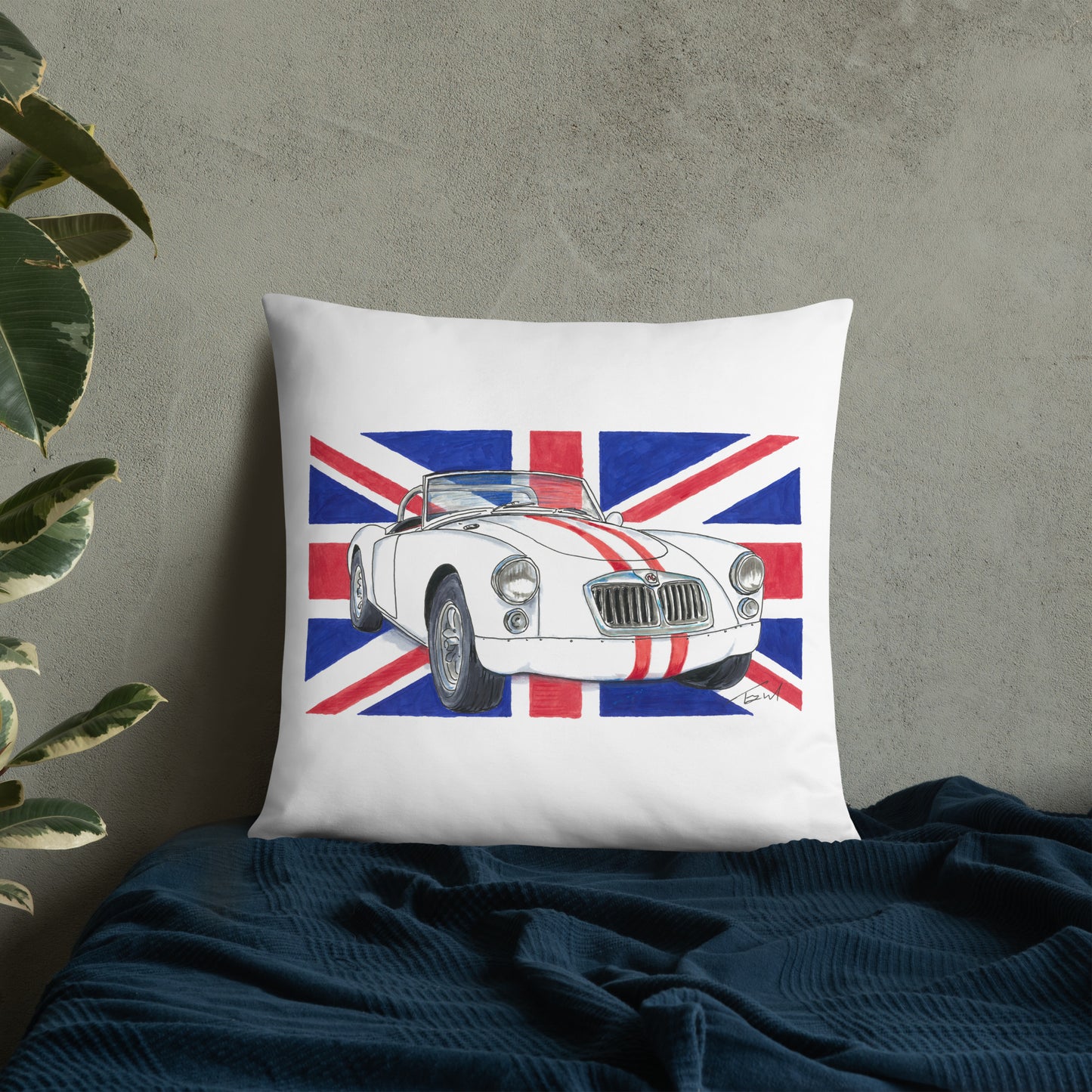 British 1962 MGA Union Jack Basic Pillow