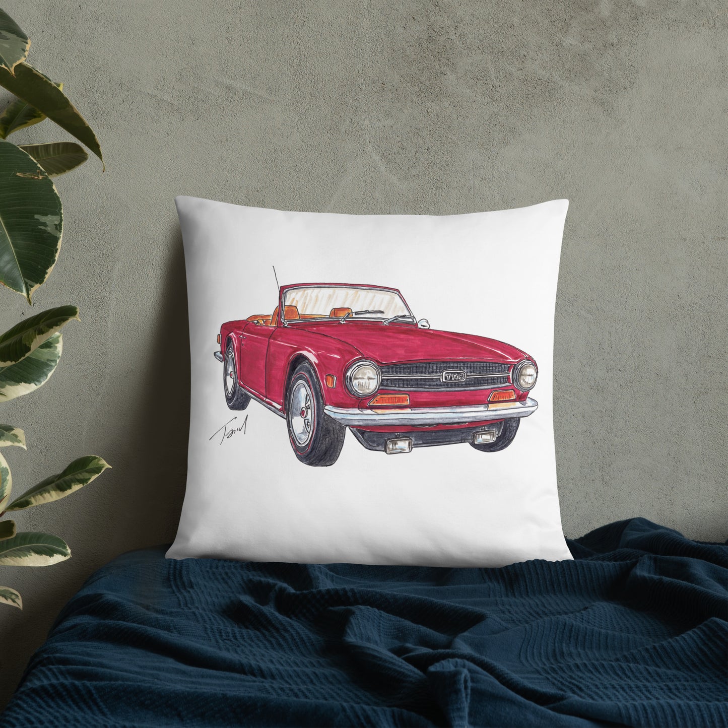 British TR6 Burgundy Basic Pillow