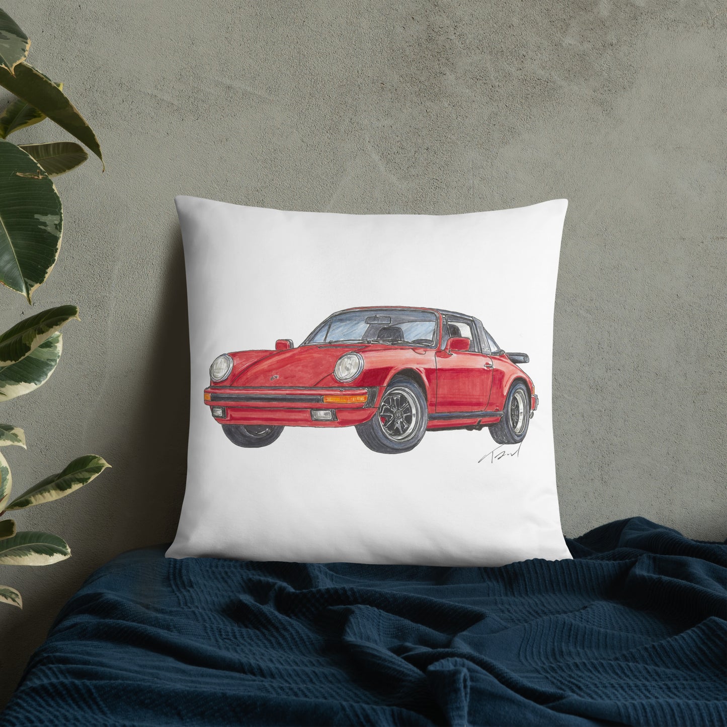 1975 911 Targa Red Basic Pillow