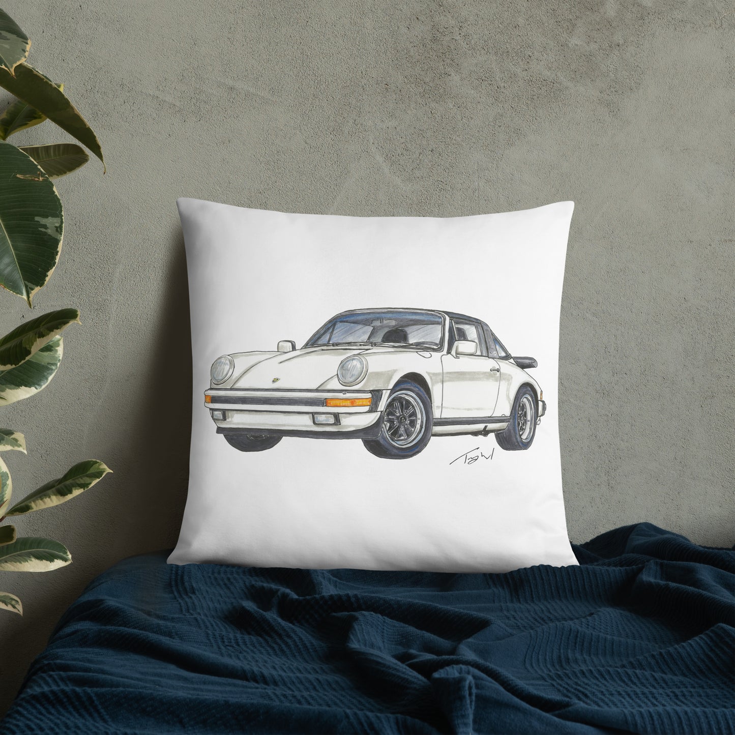 1986 911 Targa White Basic Pillow