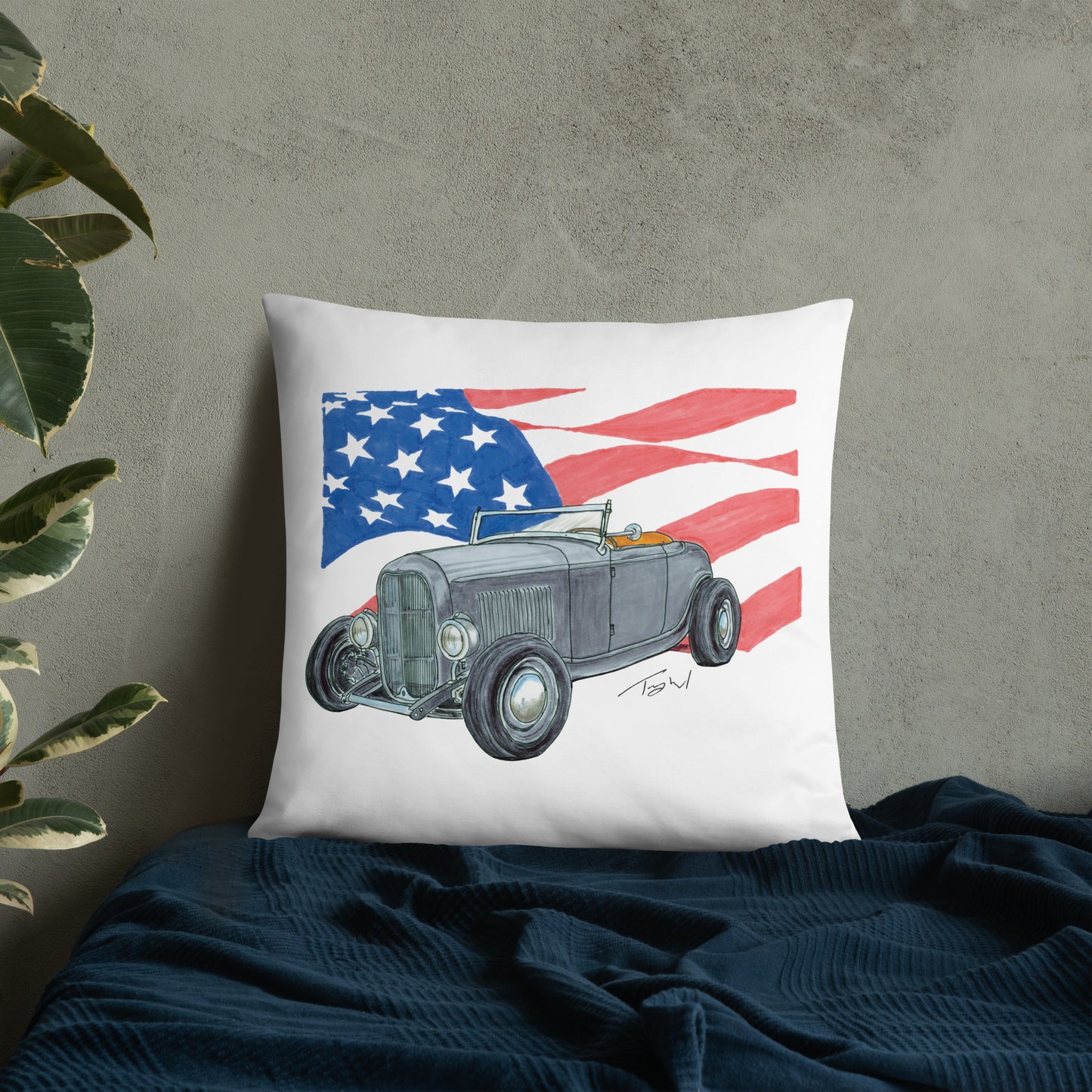 1932 F Roadster USA Flag Basic Pillow