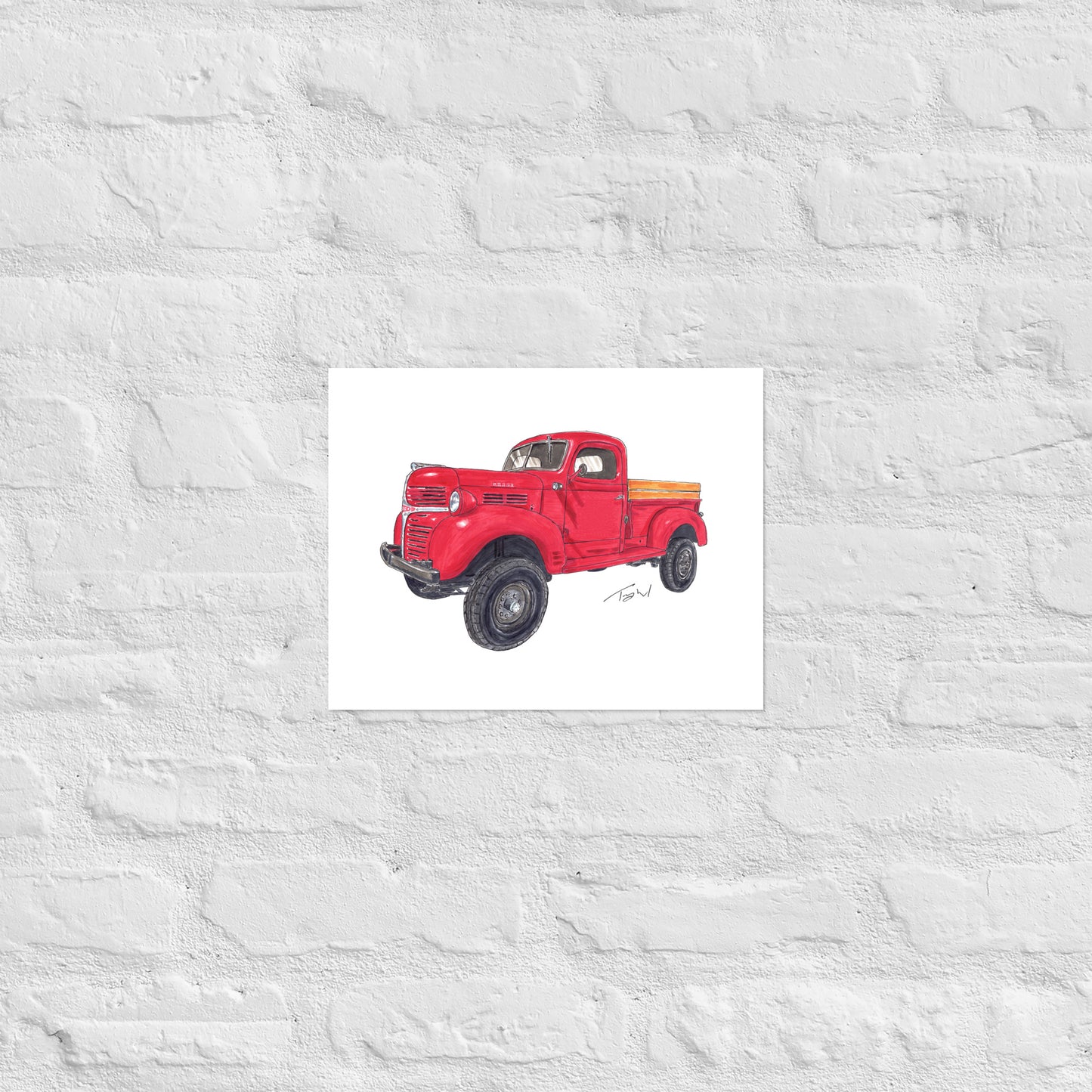 Vintage 1946 D Red Truck Poster