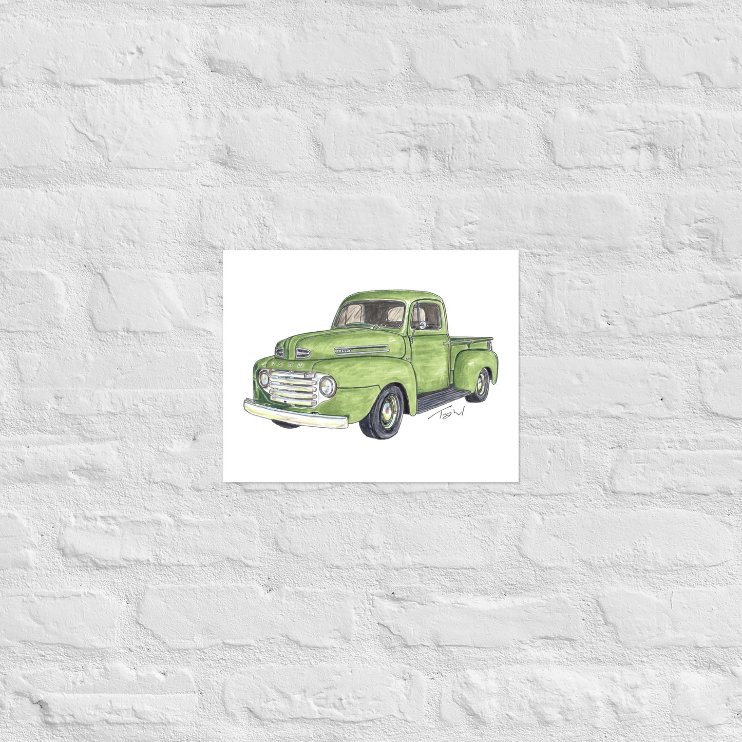 Vintage 1949 F Truck Green Poster