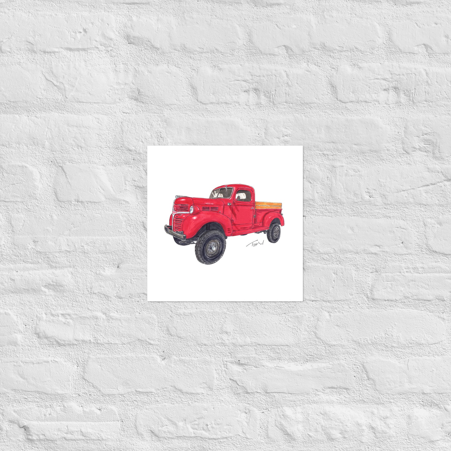 Vintage 1946 D Red Truck Poster