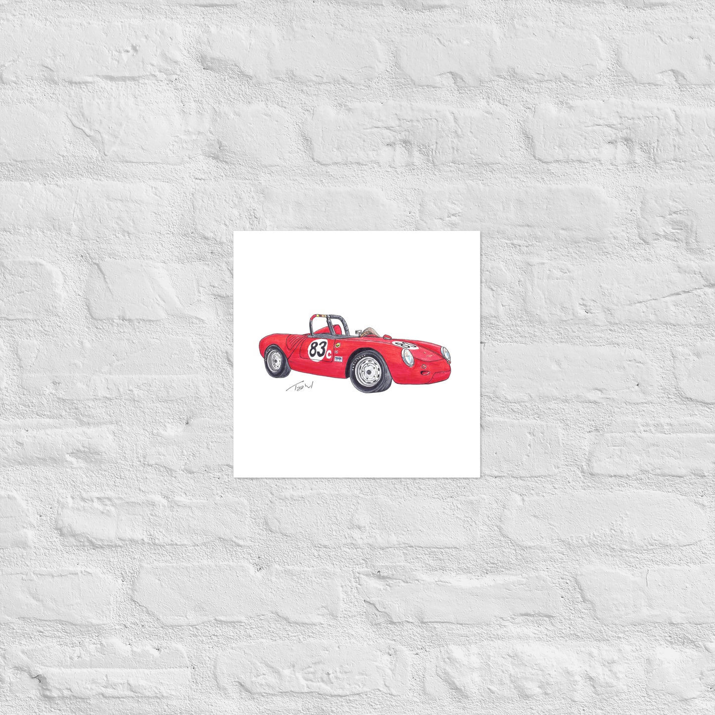 1955 P 550A Spyder Red Poster