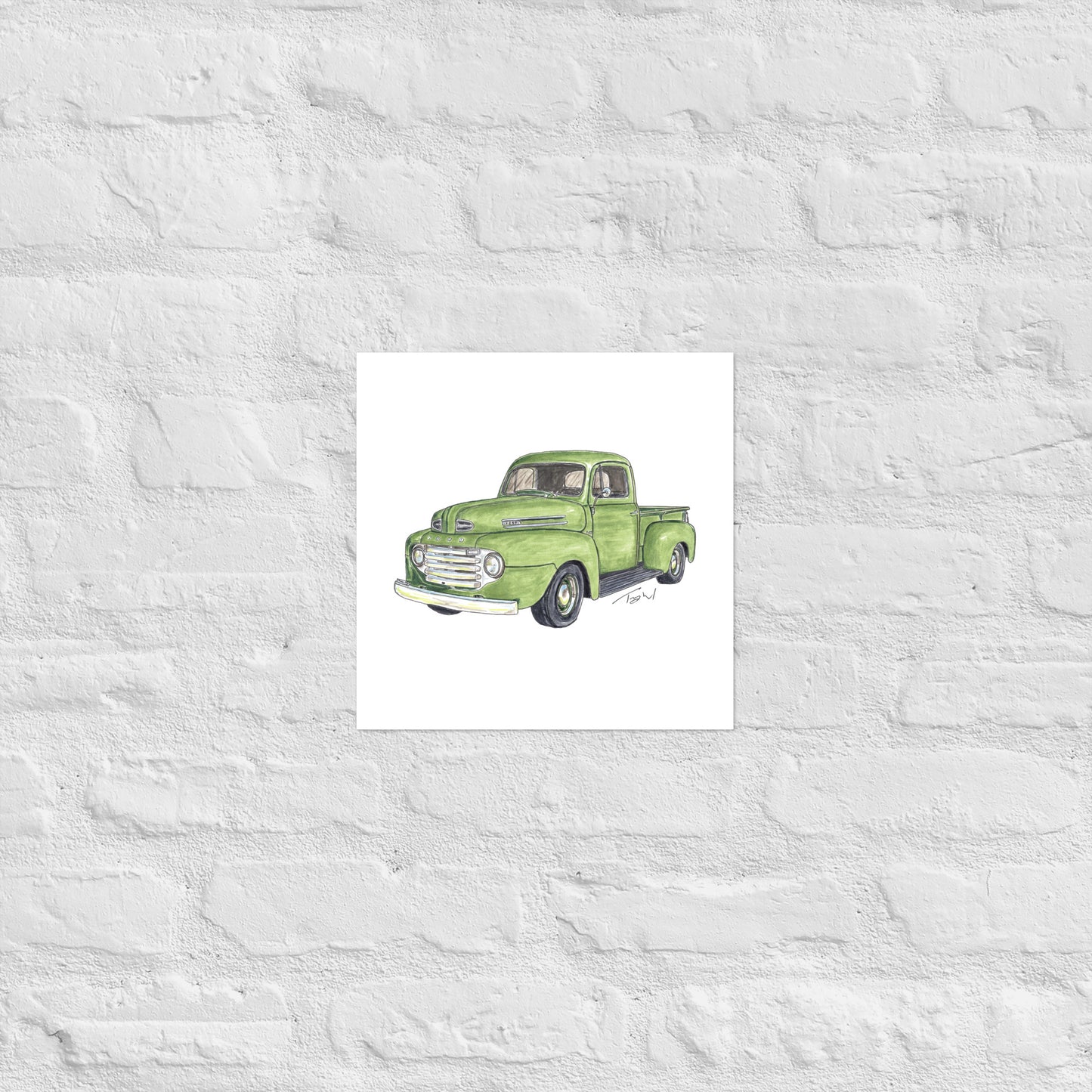 Vintage 1949 F Truck Green Poster