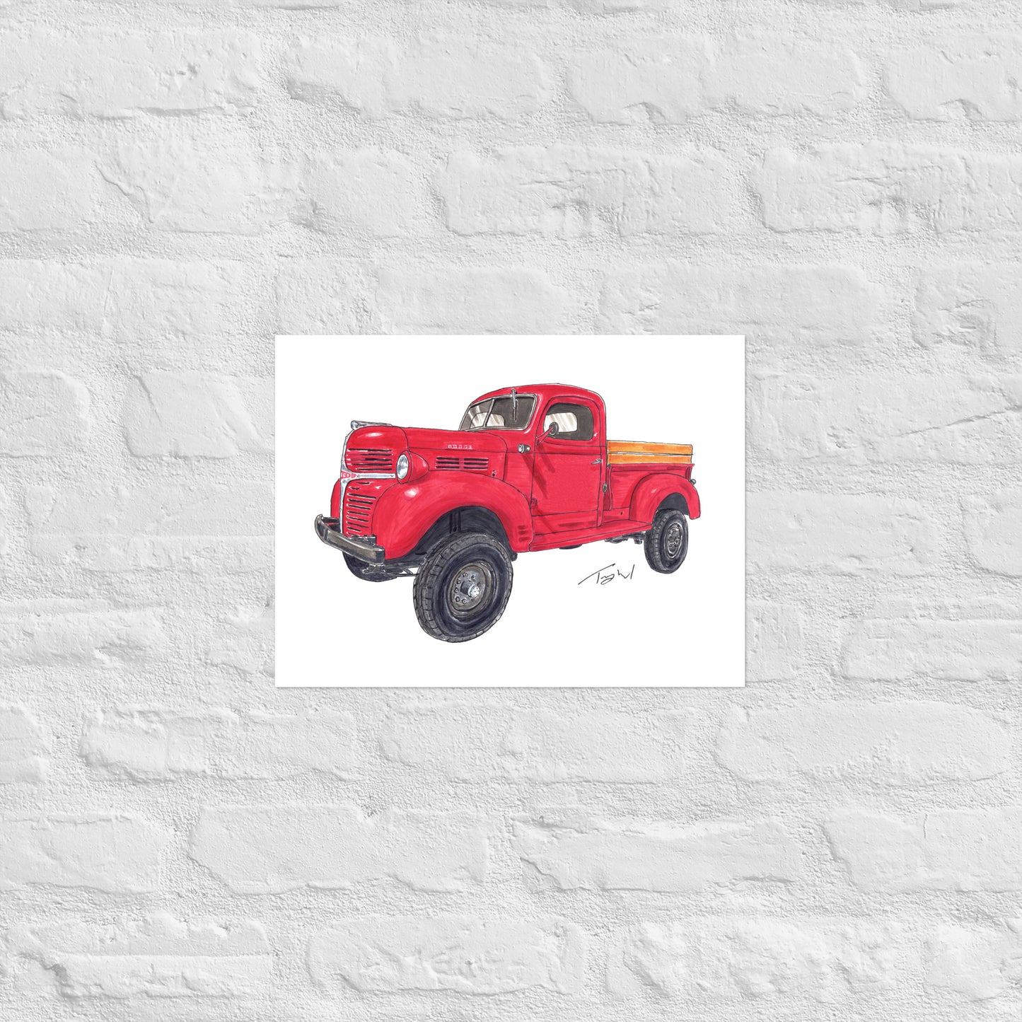 Vintage 1946 D Red Truck Poster