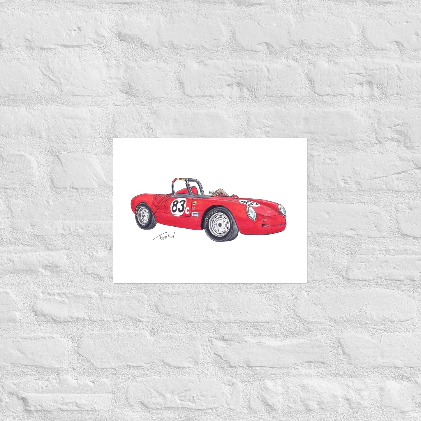 1955 P 550A Spyder Red Poster