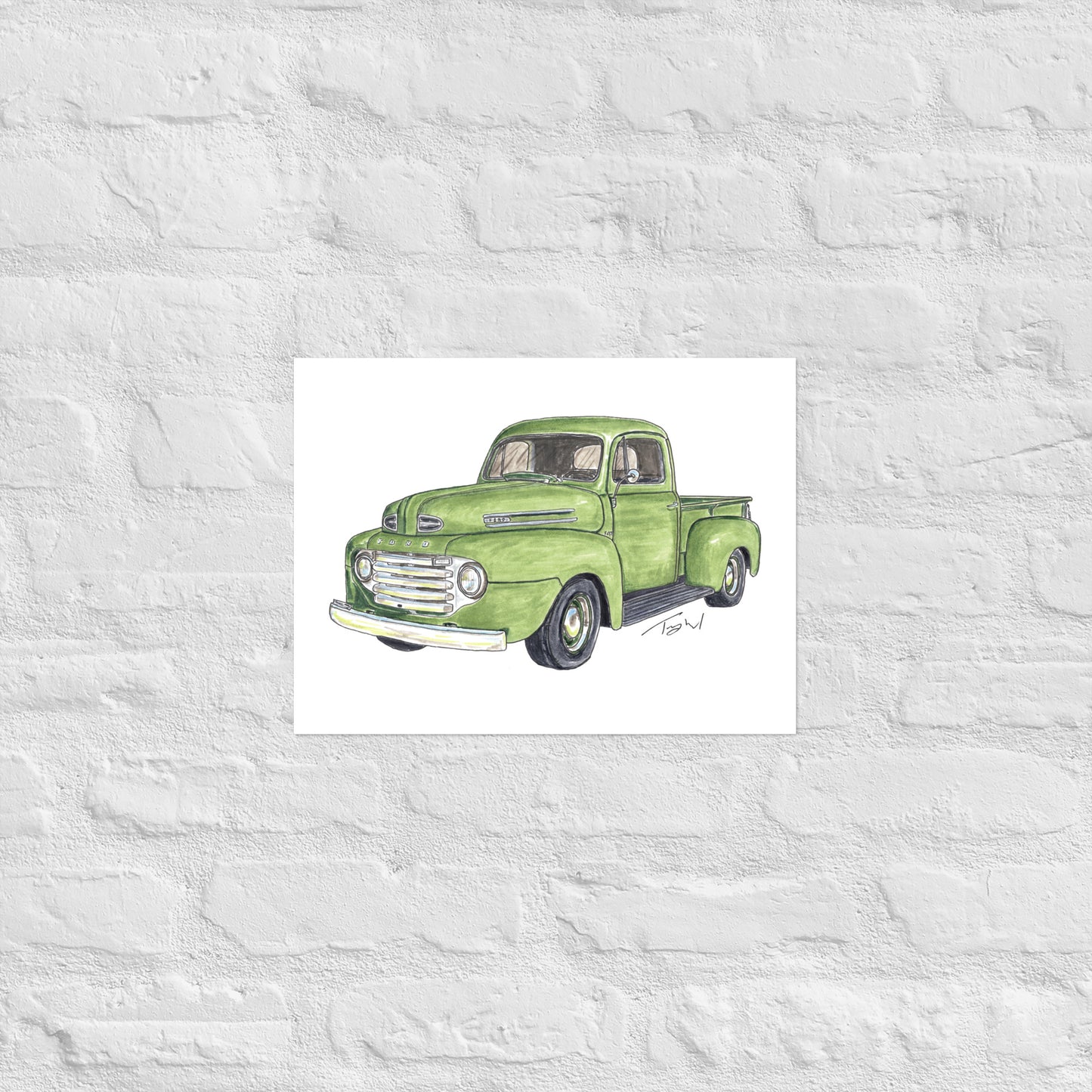 Vintage 1949 F Truck Green Poster