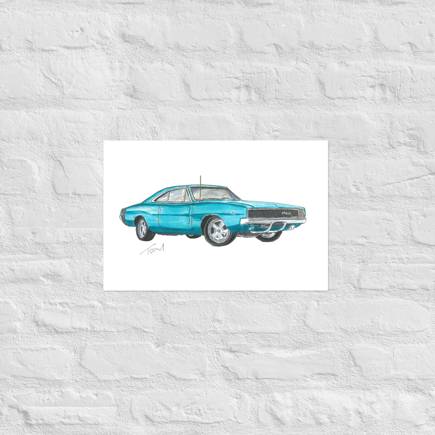 1968 Charger Blue Poster