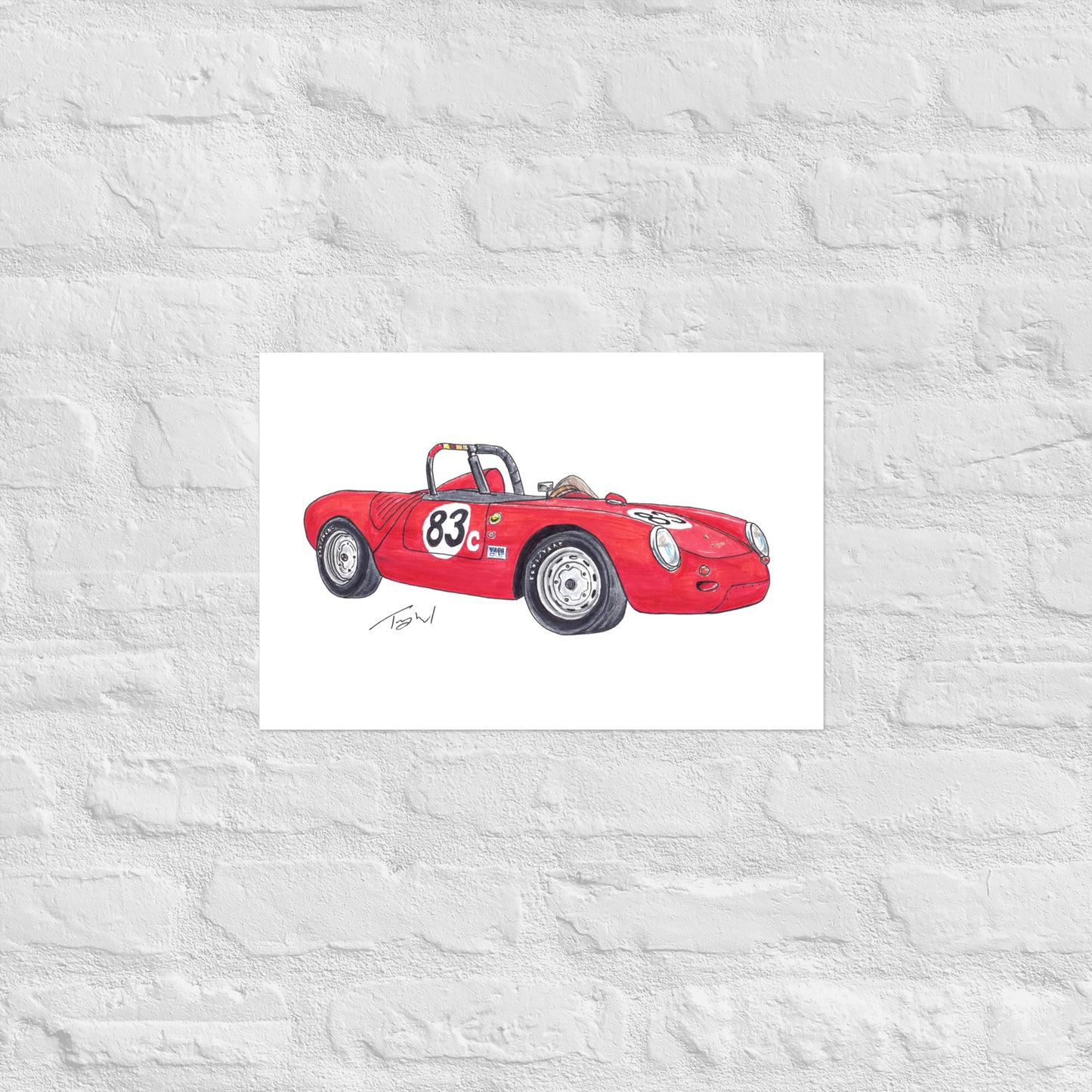 1955 P 550A Spyder Red Poster