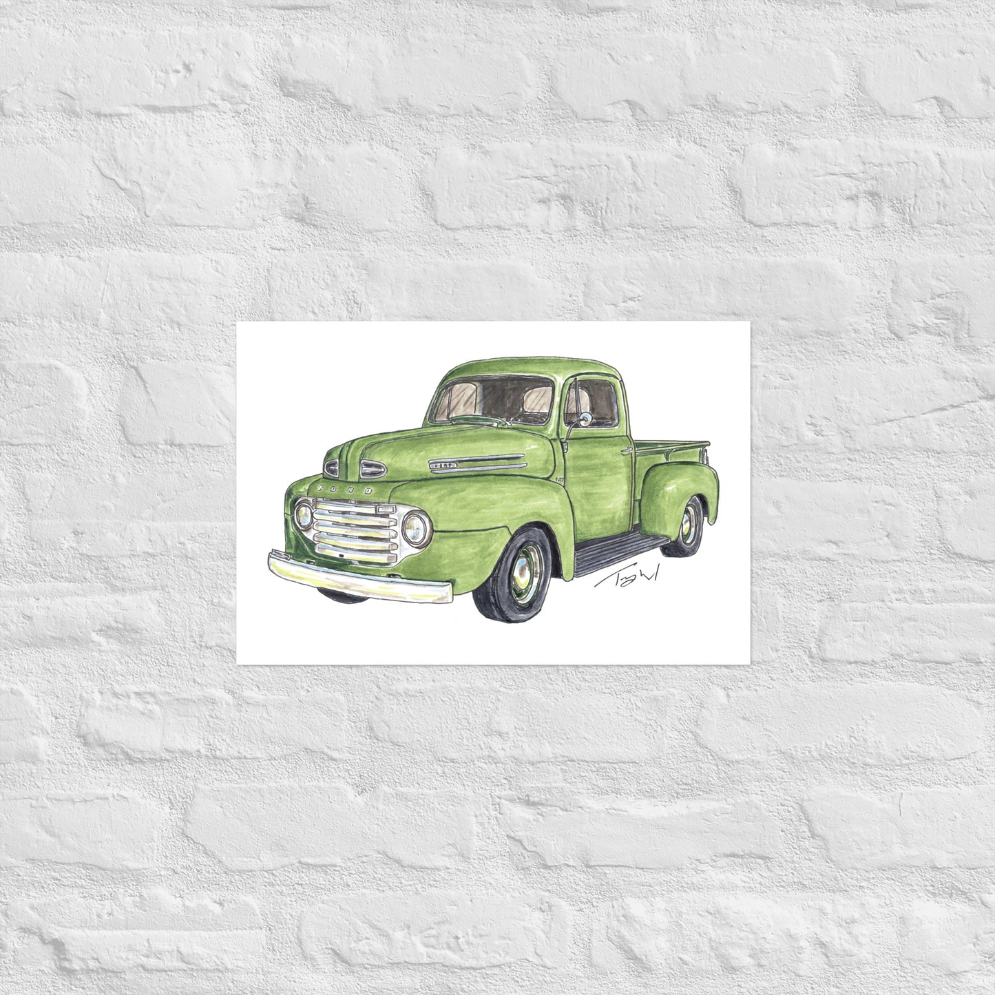 Vintage 1949 F Truck Green Poster