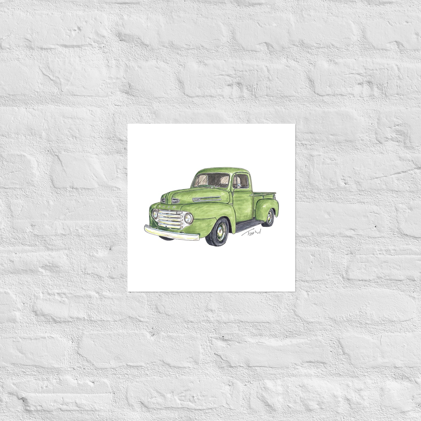 Vintage 1949 F Truck Green Poster