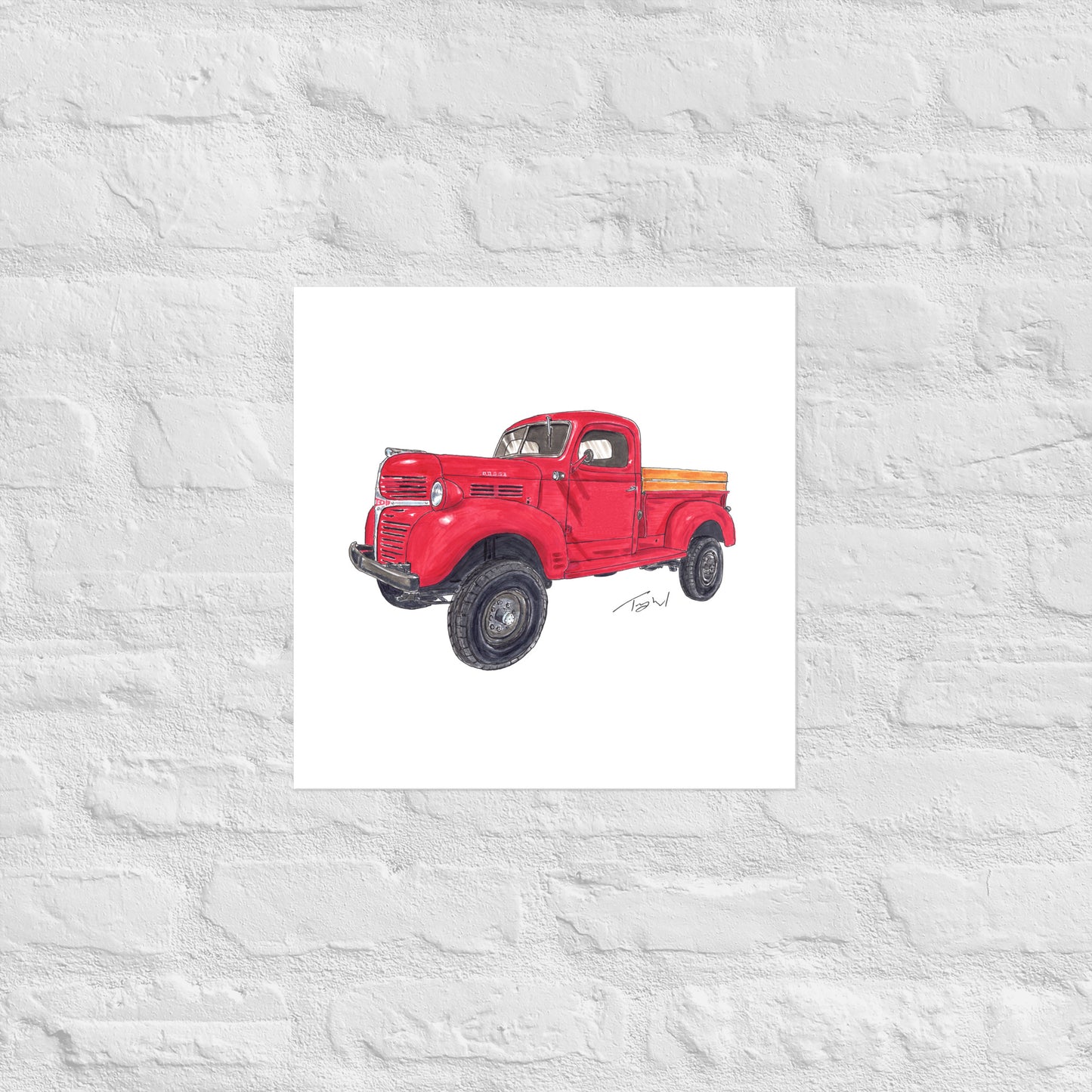 Vintage 1946 D Red Truck Poster