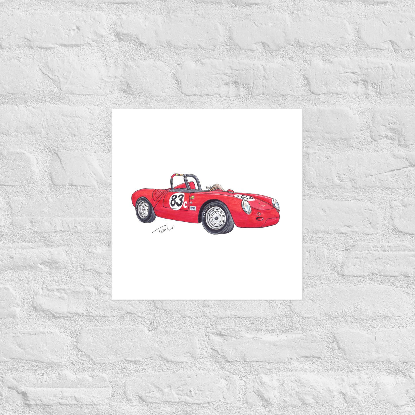 1955 P 550A Spyder Red Poster