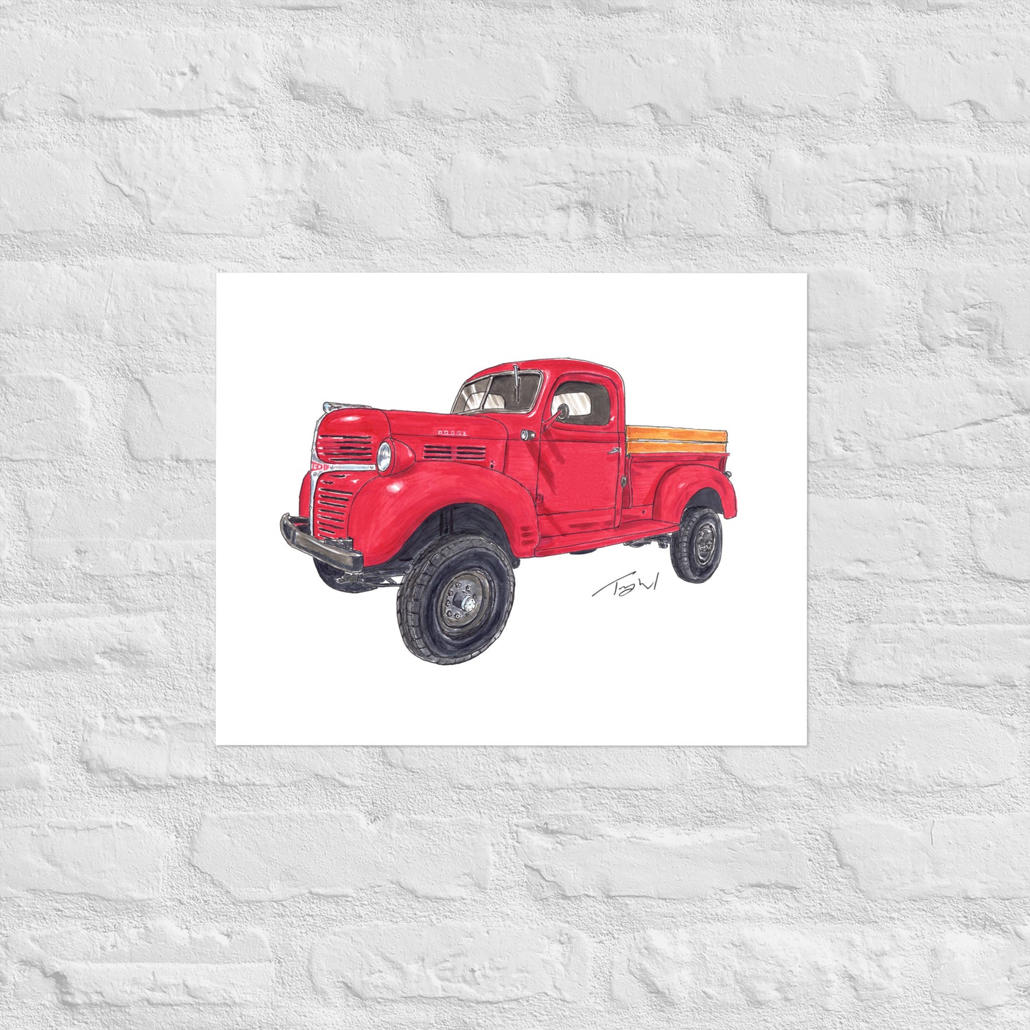 Vintage 1946 D Red Truck Poster