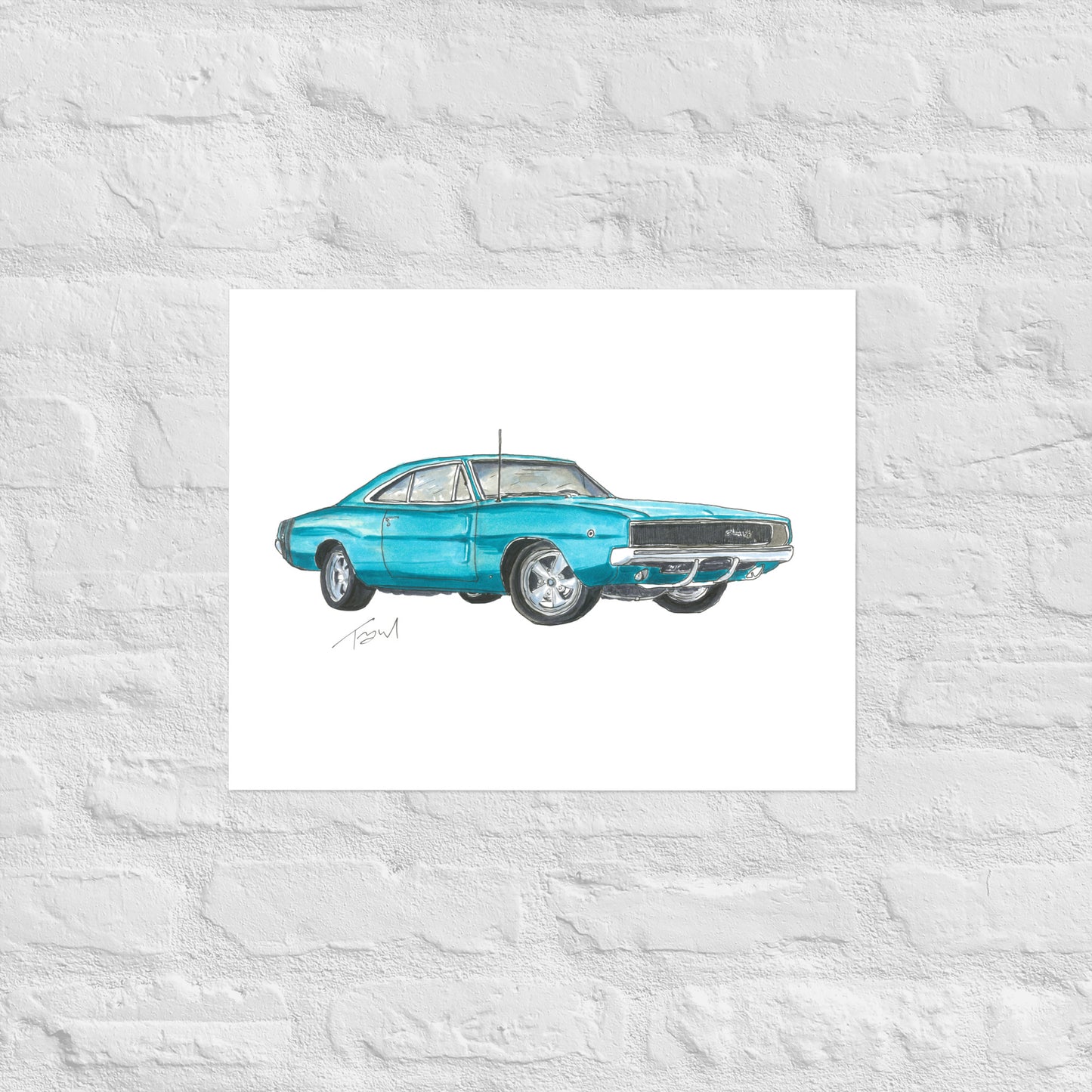 1968 Charger Blue Poster