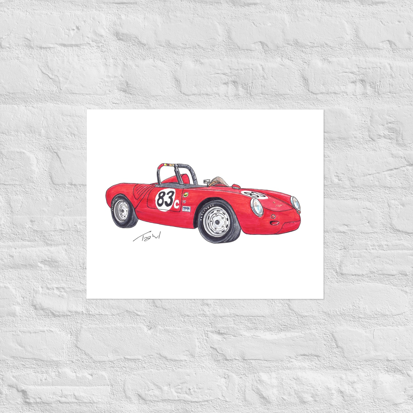 1955 P 550A Spyder Red Poster