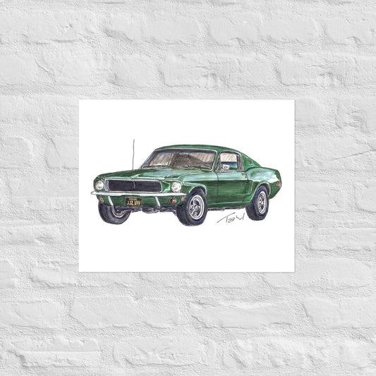 1968 B Mustang GT Green Poster