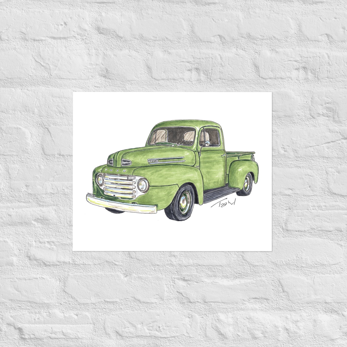 Vintage 1949 F Truck Green Poster