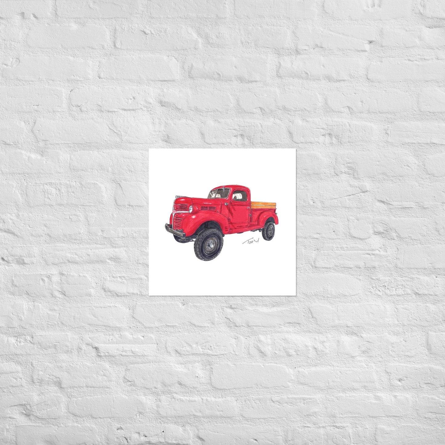 Vintage 1946 D Red Truck Poster