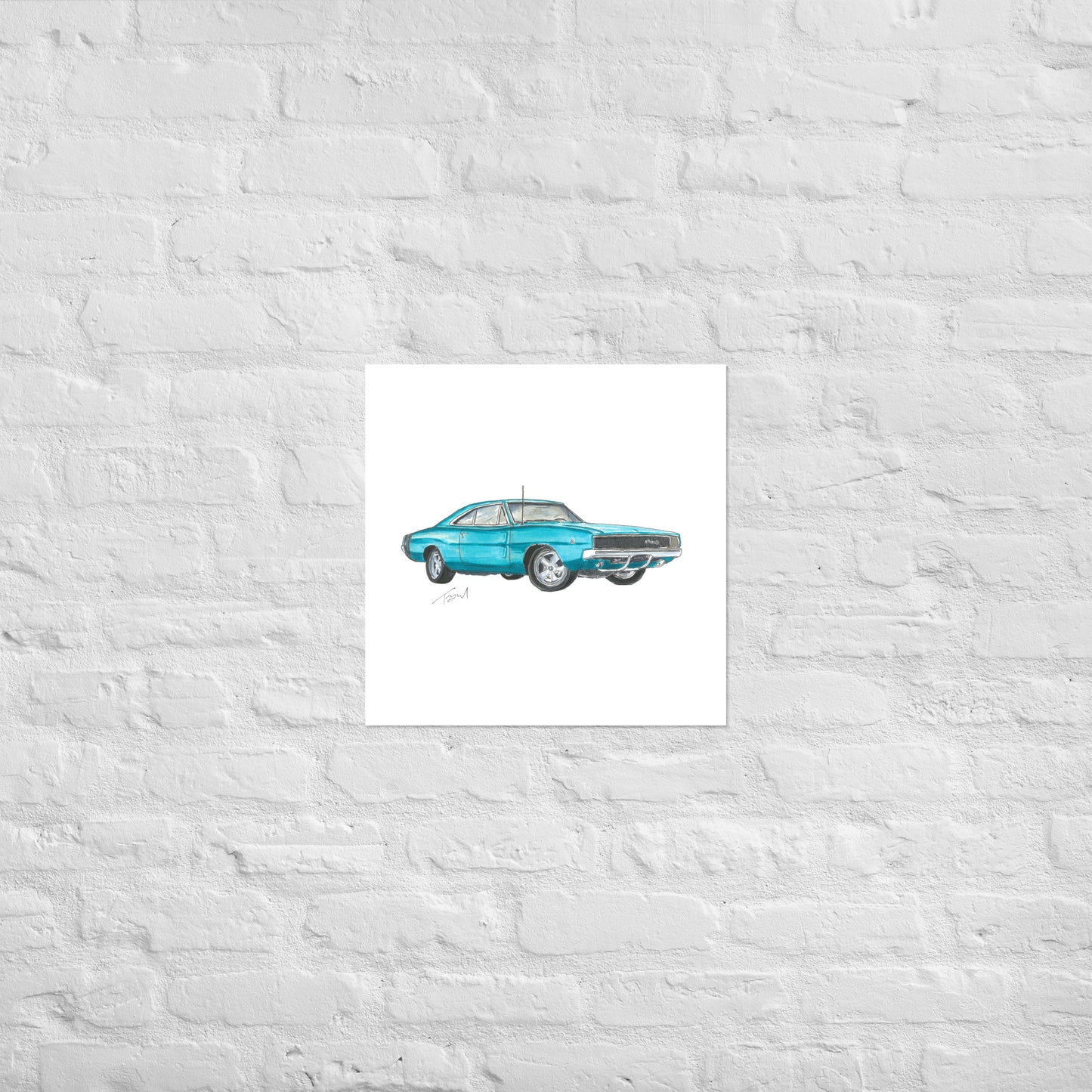 1968 Charger Blue Poster