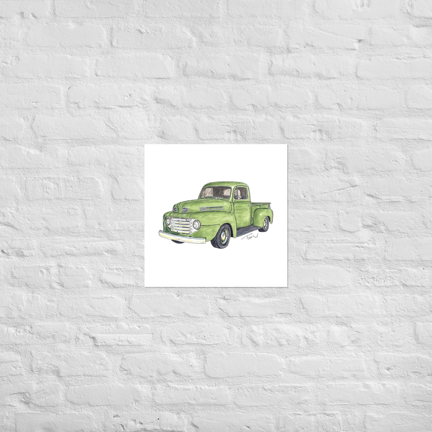 Vintage 1949 F Truck Green Poster