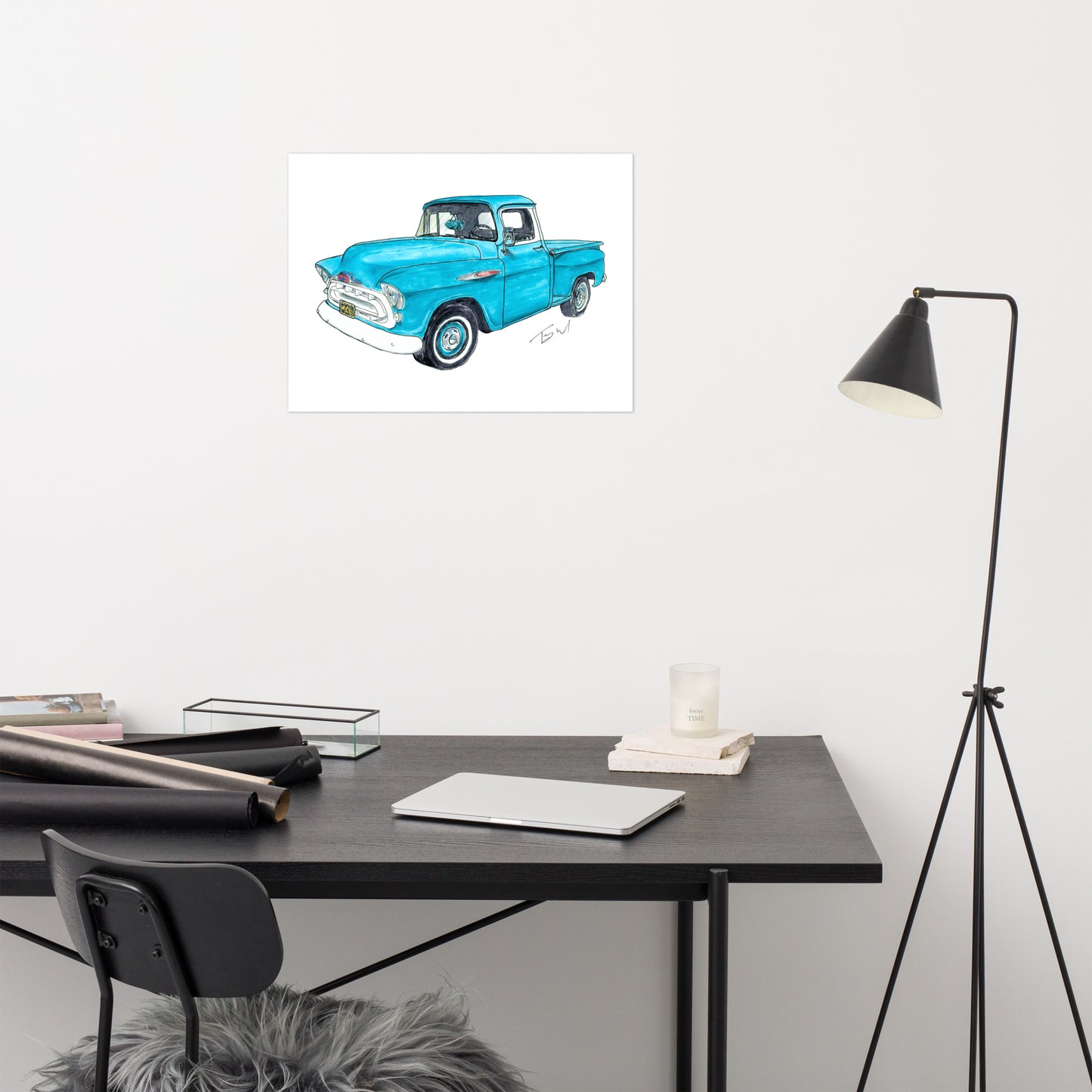 Vintage 1957 C Truck Blue Poster