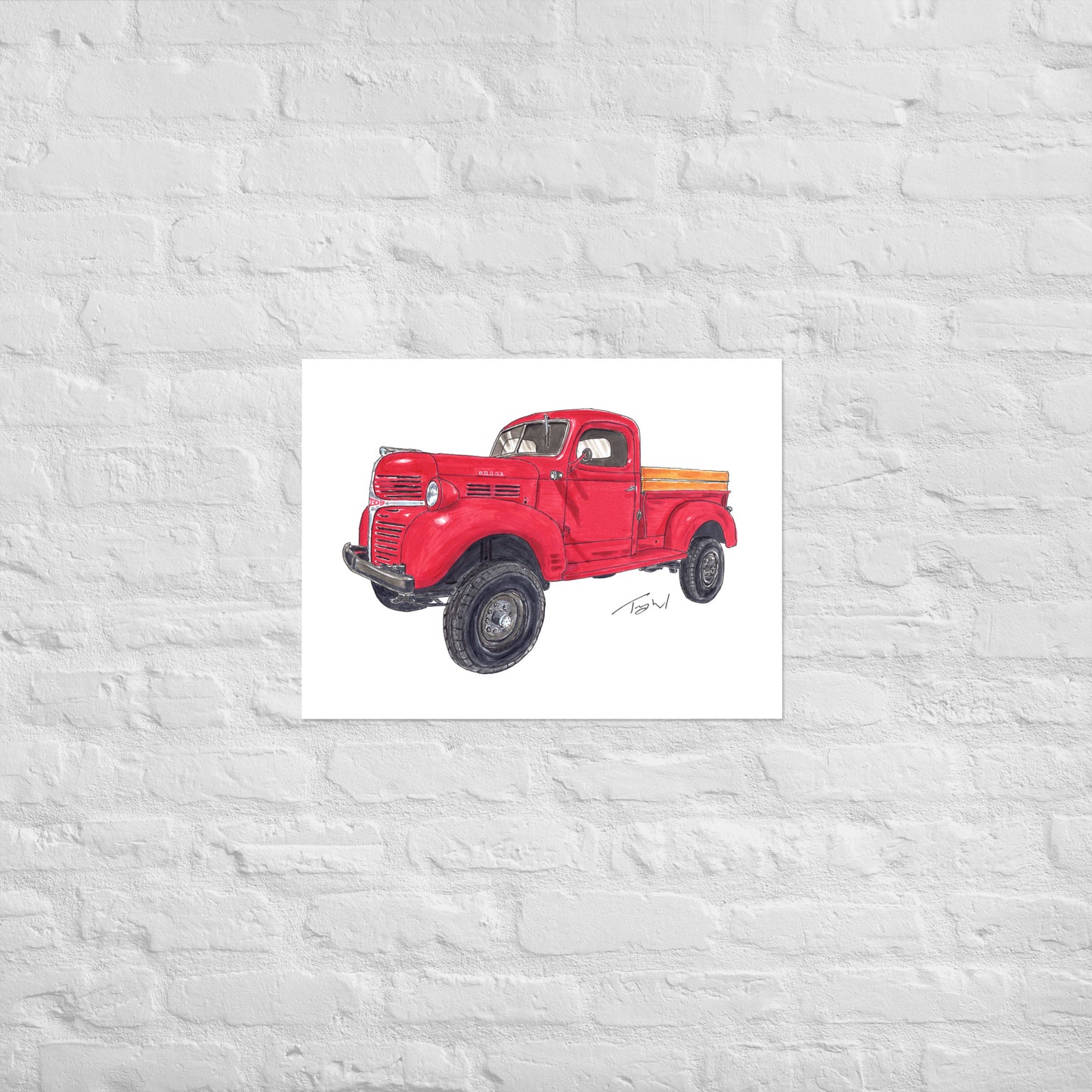 Vintage 1946 D Red Truck Poster