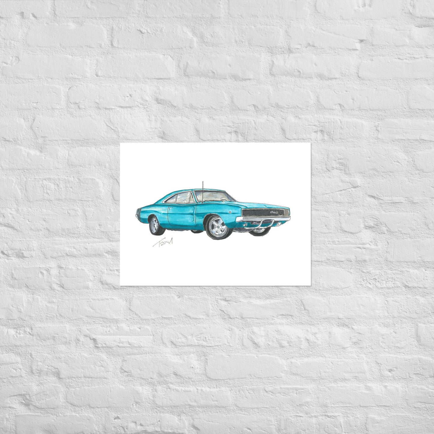 1968 Charger Blue Poster