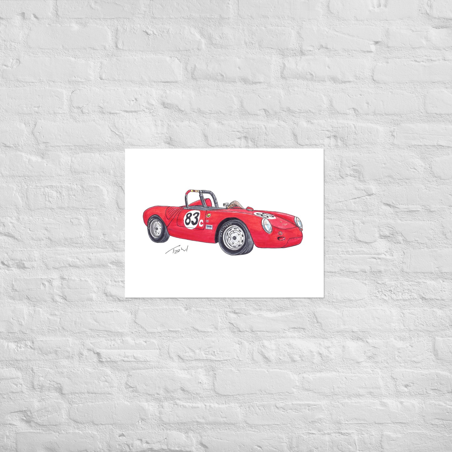 1955 P 550A Spyder Red Poster